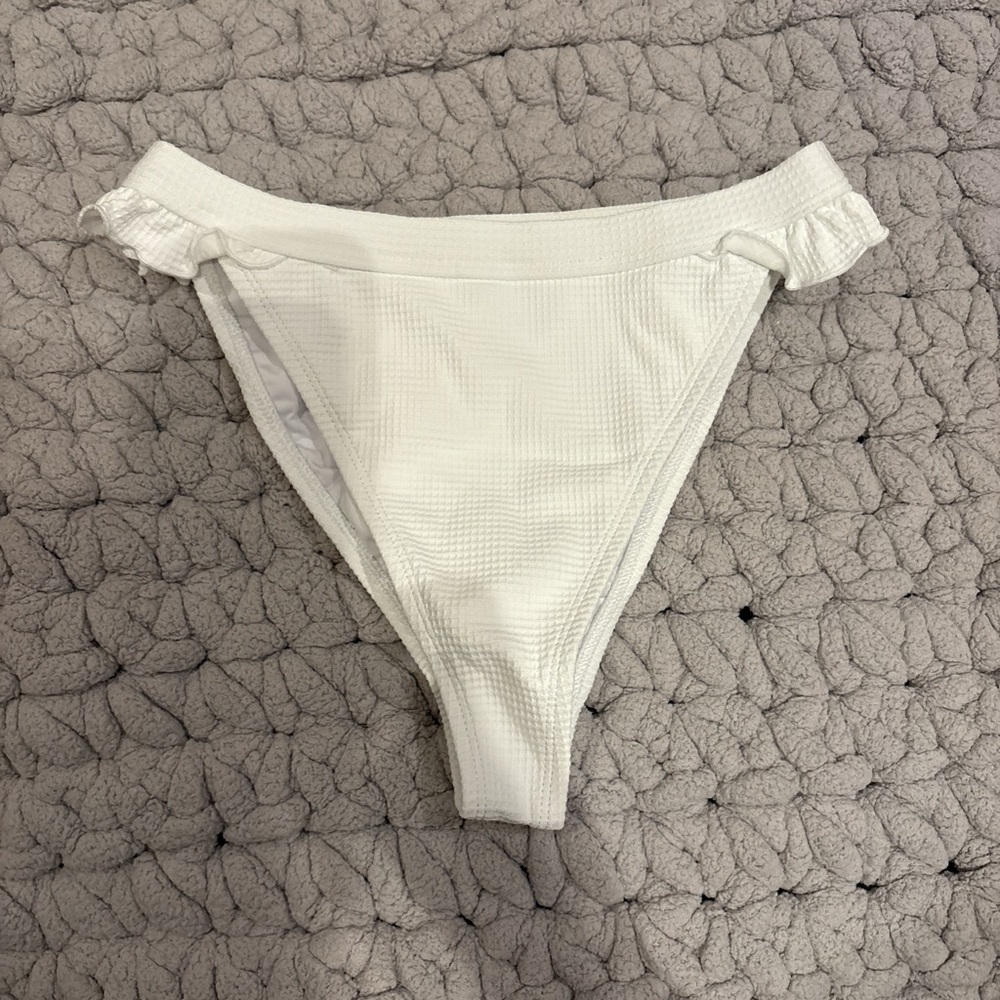 White Textured Bikini Bottom